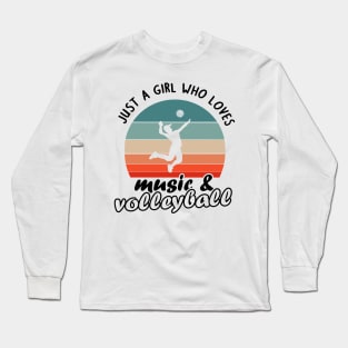 Women girls hobby music and volleyball girlfriend Long Sleeve T-Shirt